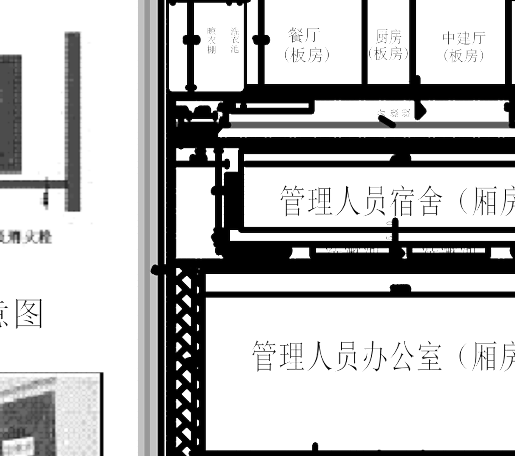 CAD区域图 · 办公、厨房及管理人员宿舍